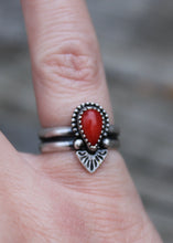 Load image into Gallery viewer, Beaded & Stamped Coral Ring