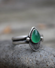 Load image into Gallery viewer, Double Banded Green Onyx Stamped Ring