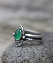 Load image into Gallery viewer, Double Banded Green Onyx Stamped Ring