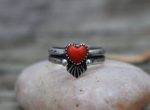 Load image into Gallery viewer, Stamped Coral Heart Ring