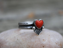 Load image into Gallery viewer, Stamped Coral Heart Ring