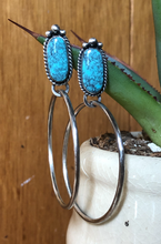 Load image into Gallery viewer, Reflective Sky Turquoise Hoops