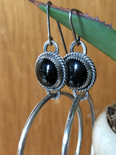 Load image into Gallery viewer, Round Onyx Hoops