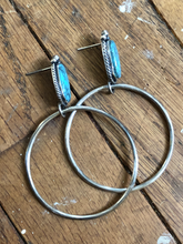 Load image into Gallery viewer, Reflective Sky Turquoise Hoops