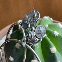 Load image into Gallery viewer, Rutilated Quartz Stamped Hoops