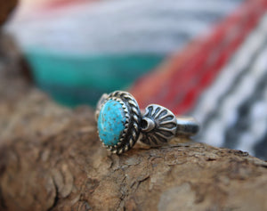 Kingman Turquoise Stamped Ring
