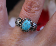 Load image into Gallery viewer, Kingman Turquoise Stamped Ring
