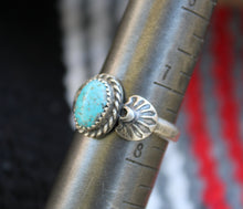 Load image into Gallery viewer, Kingman Turquoise Stamped Ring
