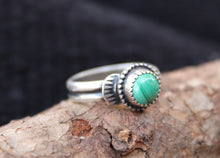 Load image into Gallery viewer, Double Banded Malachite Stamped Ring
