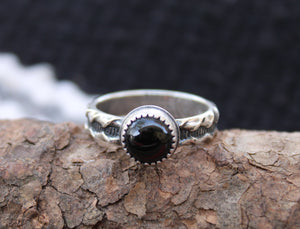 Textured Band Onyx Ring