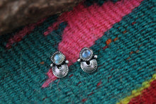 Load image into Gallery viewer, Stamped Labradorite Studs

