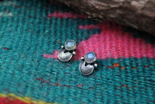 Load image into Gallery viewer, Stamped Labradorite Studs

