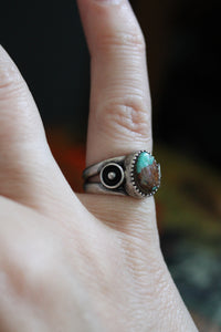 Turquoise Ring with Side Ball & Cups