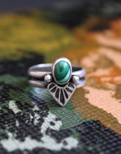 Load image into Gallery viewer, Malachite Stamped Ring with Balls
