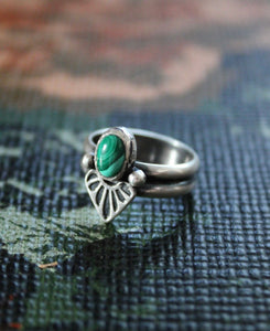 Malachite Stamped Ring with Balls