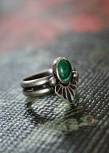 Load image into Gallery viewer, Malachite Stamped Ring with Balls
