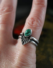 Load image into Gallery viewer, Malachite Stamped Ring with Balls
