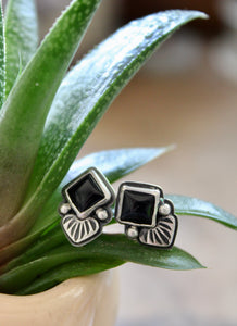 Onyx Stamped Studs