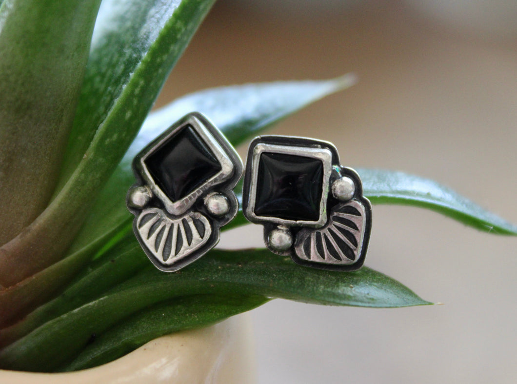 Onyx Stamped Studs