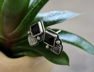 Onyx Stamped Studs