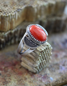 Coral Stamped Ring