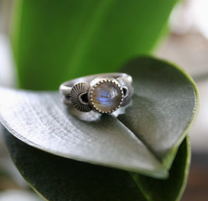 Labradorite Stamped Ring