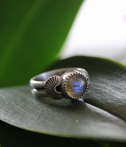 Labradorite Stamped Ring