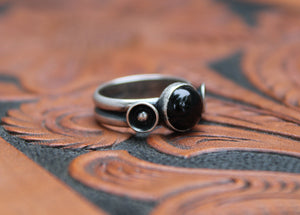 Onyx Stacker Ring with Ball & Cups