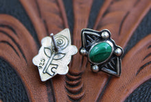 Load image into Gallery viewer, Double Stamped Malachite Studs
