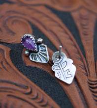 Load image into Gallery viewer, Stamped Amethyst Stud Earrings
