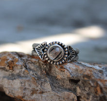 Load image into Gallery viewer, Double Banded Rutilated Quartz Stamped Ring
