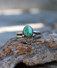 Load image into Gallery viewer, Double Banded Turquoise Stamped Ring
