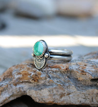 Load image into Gallery viewer, Double Banded Turquoise Stamped Ring
