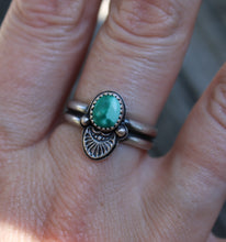 Load image into Gallery viewer, Double Banded Turquoise Stamped Ring
