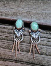 Load image into Gallery viewer, Stamped Turquoise Studs with Fringe

