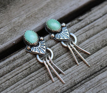 Load image into Gallery viewer, Stamped Turquoise Studs with Fringe
