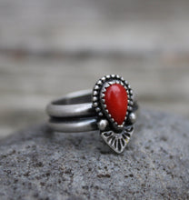 Load image into Gallery viewer, Beaded &amp; Stamped Coral Ring
