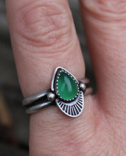 Load image into Gallery viewer, Double Banded Green Onyx Stamped Ring
