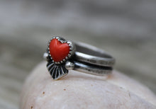 Load image into Gallery viewer, Stamped Coral Heart Ring
