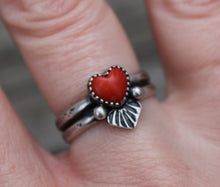 Load image into Gallery viewer, Stamped Coral Heart Ring
