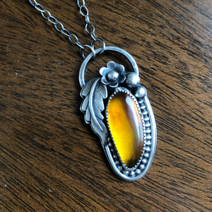 "Aw, Honey, Honey" Baltic Amber Floral Necklace