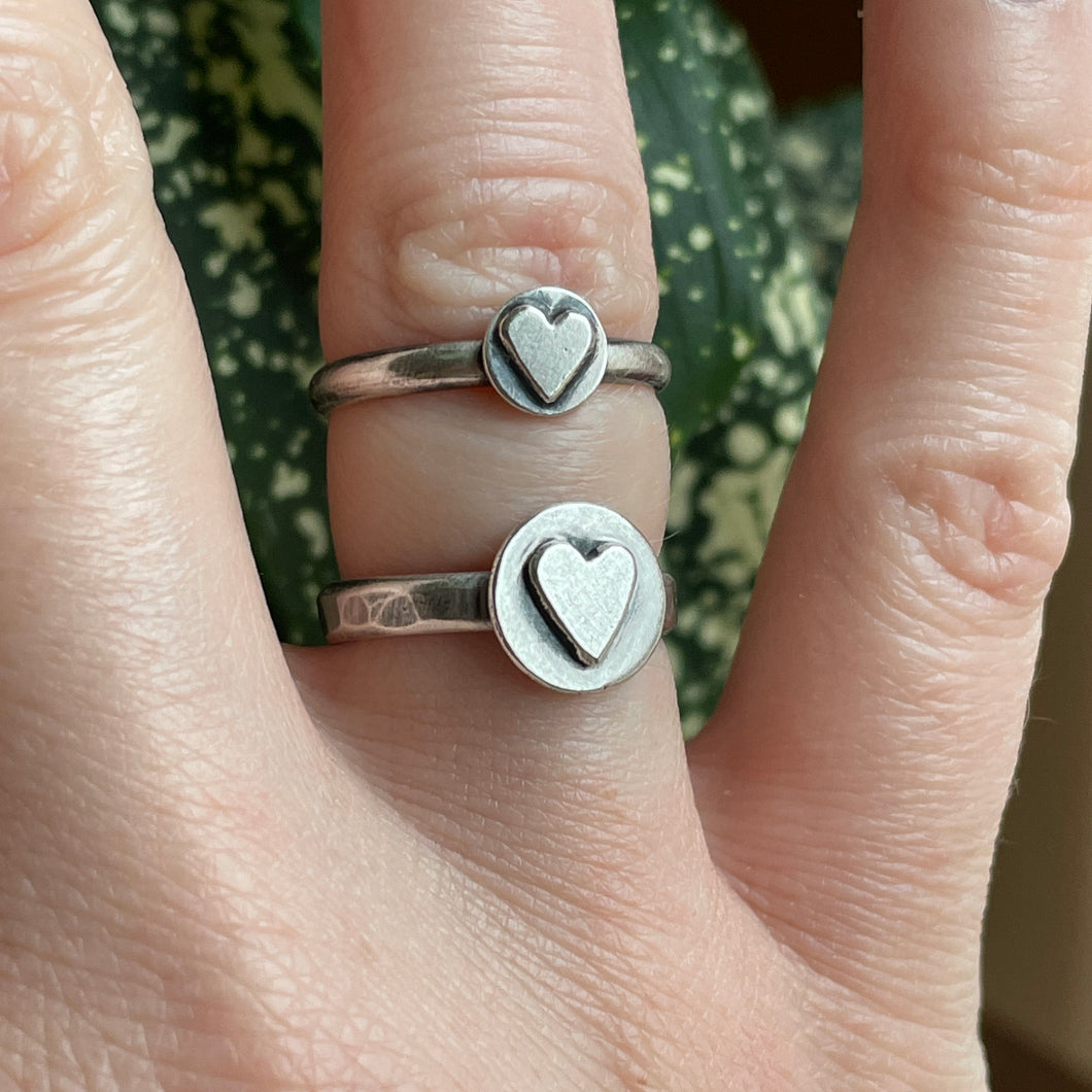 Heart and Circle Stacker Ring