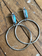 Load image into Gallery viewer, Reflective Sky Turquoise Hoops
